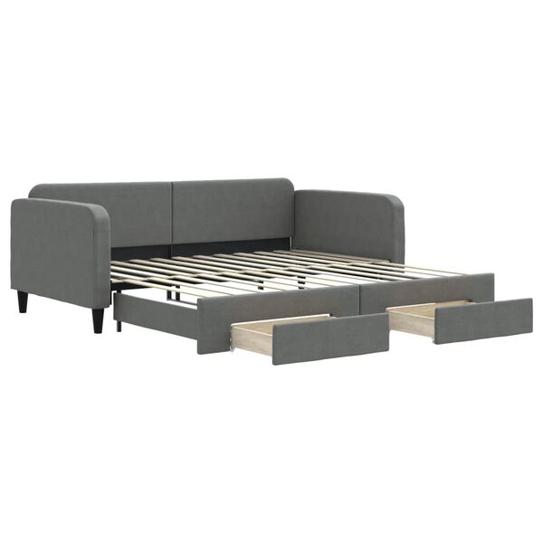 vidaXL Sofá-cama c/ gavetão/gavetas 100x200 cm tecido cinzento-escuro