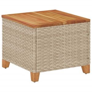 vidaXL Mesa de jardim 45x45x37 cm vime PE e madeira de ac&aacute;cia bege