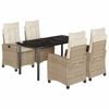 vidaXL 5 pcs conjunto de jantar p/ jardim com almofad&otilde;es vime PE bege