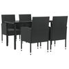 vidaXL 5 pcs conjunto de jantar para jardim vime PE e a&ccedil;o preto