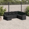 vidaXL 7 pcs conjunto de sof&aacute;s p/ jardim c/ almofad&otilde;es vime PE preto
