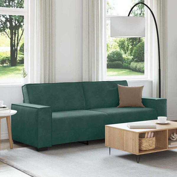 vidaXL Sof&aacute; de 3 lugares 220x78x84 cm veludo verde-escuro