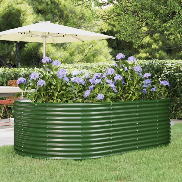 vidaXL Canteiro elevado de jardim verde 212x140x68 cm aço galvanizado