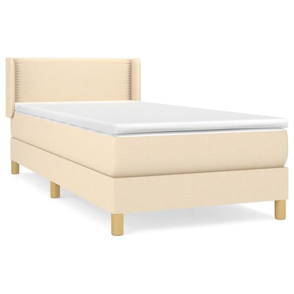 vidaXL Cama com molas/colch&atilde;o 90x190 cm tecido cor creme