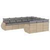 vidaXL 10 pcs conjunto de sof&aacute;s p/ jardim com almofad&otilde;es vime PE bege