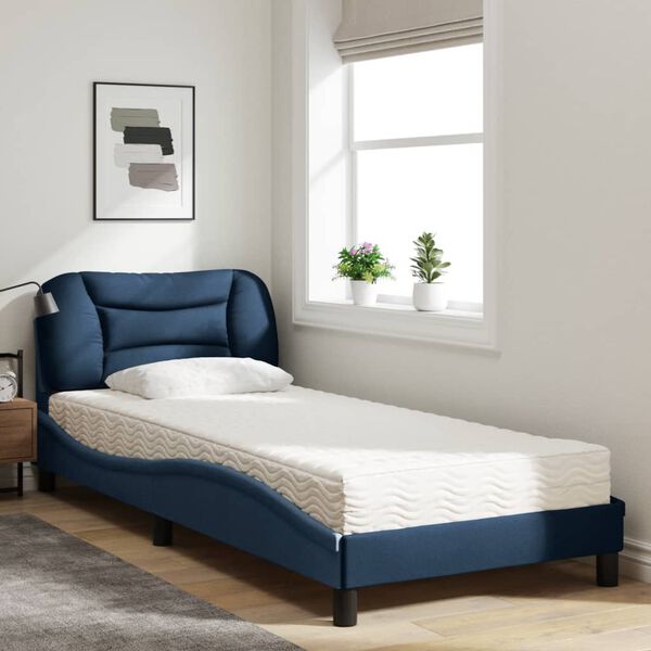 vidaXL Cama com colch&atilde;o Hvar 80x200 cm tecido azul