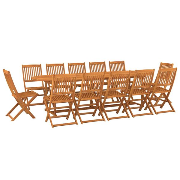 vidaXL 13 pcs conjunto de jantar para jardim 280x90x75cm ac&aacute;cia maci&ccedil;a