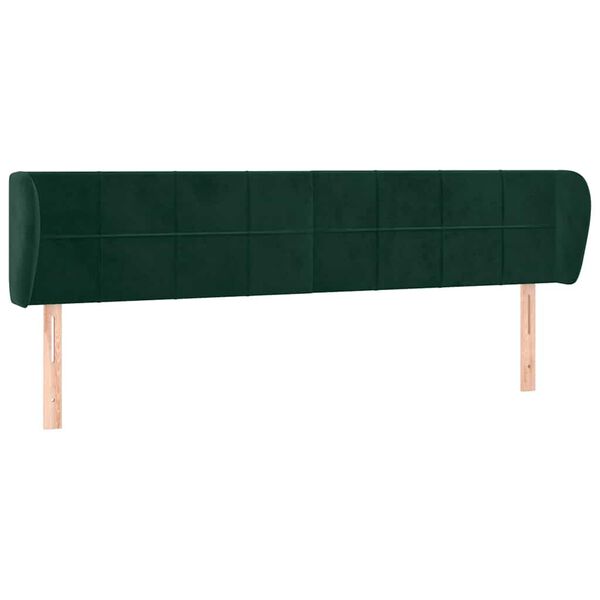 vidaXL Cabeceira de cama c/ abas veludo 203x23x78/88cm verde-escuro