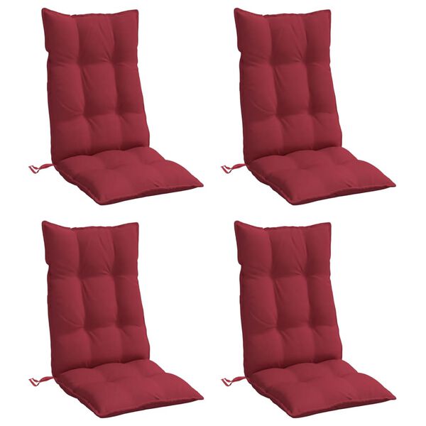 vidaXL Almofad&otilde;es p/ cadeira encosto alto 4 pcs oxford vermelho tinto