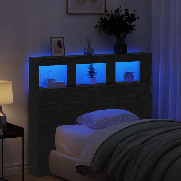 vidaXL Cabeceira Carvalho Preto 120 x 17 x 102 cm Madeira processada