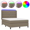vidaXL Cama box spring colch&atilde;o/LED 140x190cm tecido cinza-acastanhado