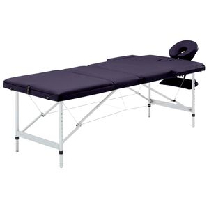 vidaXL Mesa de massagens dobr&aacute;vel 3 zonas alum&iacute;nio roxo