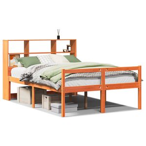 vidaXL Cama com estante sem colch&atilde;o 120x190 cm madeira maci&ccedil;a