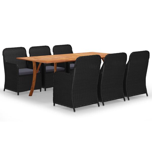 vidaXL 7 pcs conjunto de jantar para jardim preto
