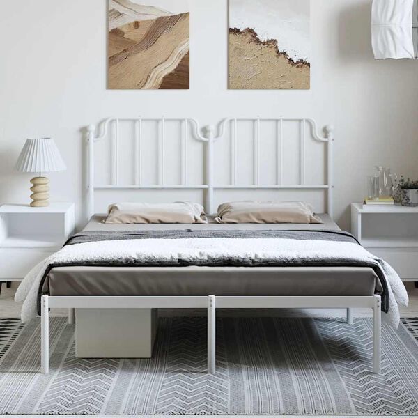 vidaXL Estrutura de cama com cabeceira 150x200 cm metal branco