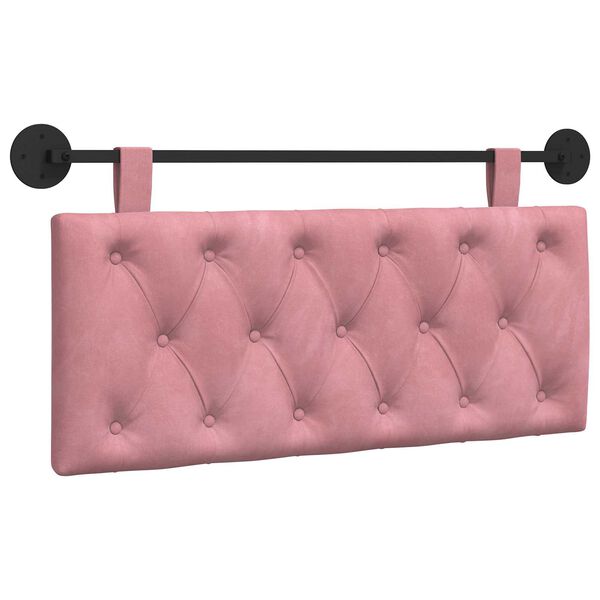 vidaXL Cabeceira Suspensa Rosa 110 x 55 x 7 cm Veludo