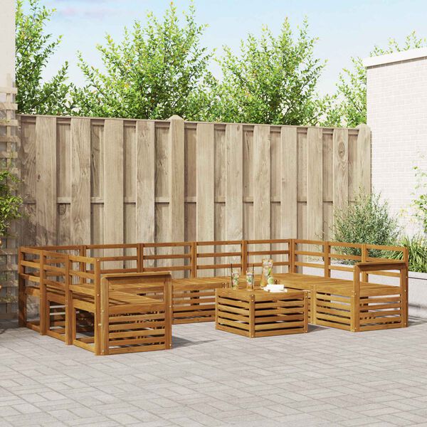 vidaXL Conjuntos de sof&aacute;s 10 pcs Natural Madeira S&oacute;lida de Ac&aacute;cia