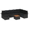 vidaXL Conjunto de Sof&aacute; de Jardim 9 unid. Preto Rattan Sint&eacute;tico