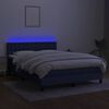 vidaXL Cama box spring c/ colch&atilde;o e LED 140x200 cm tecido azul