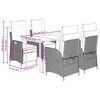 vidaXL 5 pcs conjunto jantar p/ jardim c/ almofad&otilde;es vime PE castanho