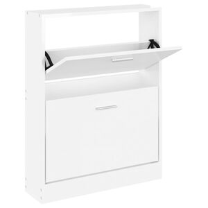 vidaXL Sapateira 59x17x81 cm derivados de madeira branco brilhante