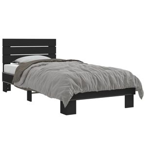 vidaXL Estrutura de cama 90x200 cm derivados de madeira/metal preto