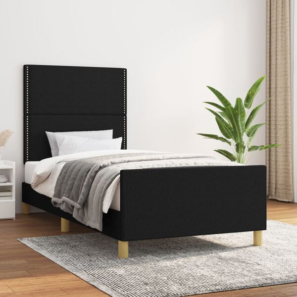 vidaXL Estrutura de cama sem colch&atilde;o 90x190 cm tecido preto