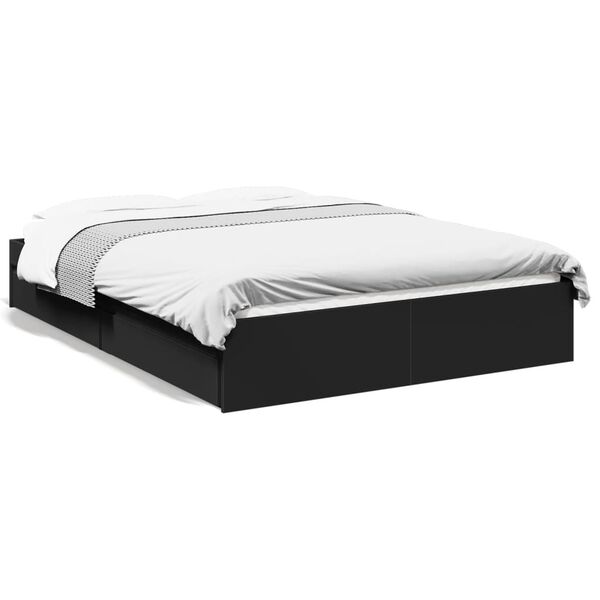 vidaXL Estrutura de cama c/ gavetas 140x190 cm derivados madeira preto