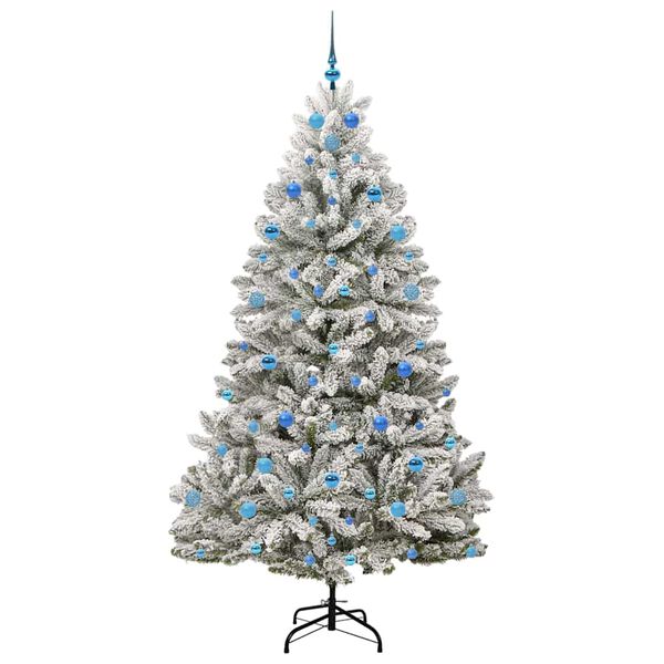vidaXL &Aacute;rvore de Natal Artificial Verde e Branco 210 cm PVC e Metal