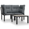 vidaXL 3 pcs conjunto lounge de jardim vime PE preto e cinzento