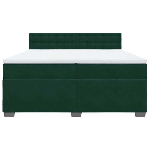 vidaXL Cama com molas/colch&atilde;o 200x200 cm veludo verde-escuro