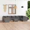 vidaXL 10 pcs conjunto lounge de jardim c/ almofad&otilde;es vime PE cinzento