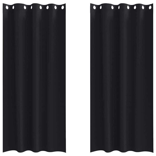 vidaXL Cortinas Blackout com Argolas 2 pcs Preto 260 x 140 cm
