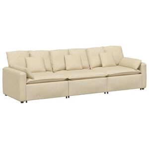 vidaXL Sof&aacute; modular com almofadas creme