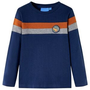 vidaXL T-shirt de manga comprida para crian&ccedil;a azul-marinho 104