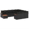 vidaXL 11 pcs conjunto sof&aacute;s de jardim c/ almofad&otilde;es vime PE preto