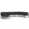 vidaXL 9 pcs conjunto lounge jardim com almofad&otilde;es alum&iacute;nio antracite