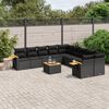 vidaXL 11 pcs conjunto sof&aacute;s de jardim c/ almofad&otilde;es vime PE preto