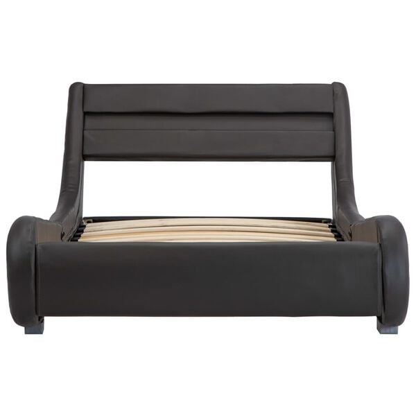 vidaXL Estrutura de cama com LED 100x200 cm couro artificial cinzento