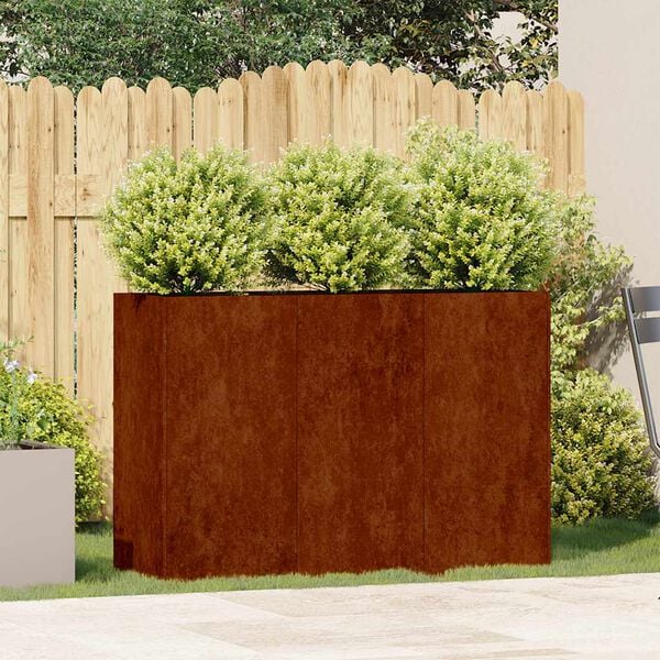 vidaXL Floreira enferrujada 120x40x80 cm a&ccedil;o resistente