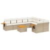vidaXL 10 pcs conjunto de sof&aacute;s p/ jardim com almofad&otilde;es vime PE bege
