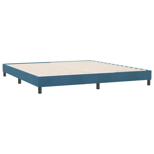 vidaXL Cama com molas sem colch&atilde;o 180x220 cm veludo azul-escuro