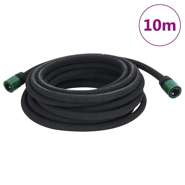 vidaXL Mangueira para rega gota-a-gota de jardim 10 m borracha preto