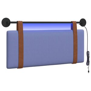 vidaXL Cabeceira suspensa Com luz LED Azul Jeans PU Antigo