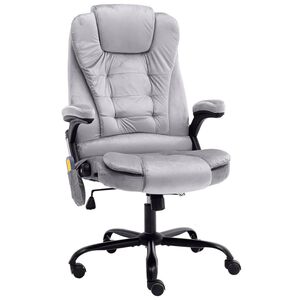 vidaXL Cadeira escrit&oacute;rio c/ fun&ccedil;&atilde;o de massagem veludo cinzento-claro