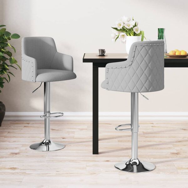 vidaXL Bancos de bar 2 pcs tecido cinzento-claro