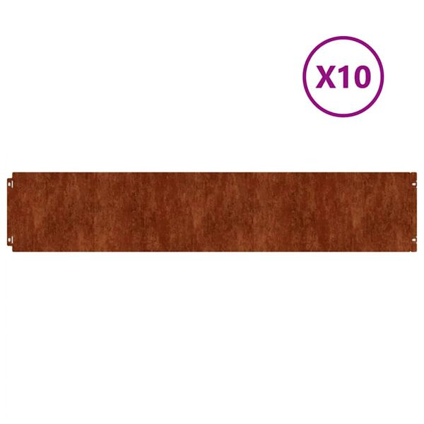 vidaXL Bordas de relvado 10 pcs 20x103 cm a&ccedil;o corten flex&iacute;vel