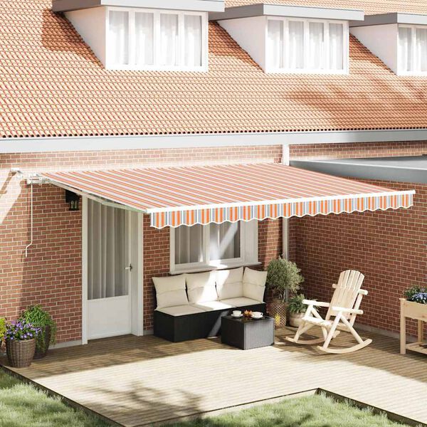 vidaXL Toldo Retr&aacute;til Multicolor 450 &times; 300 cm Poli&eacute;ster e Metal