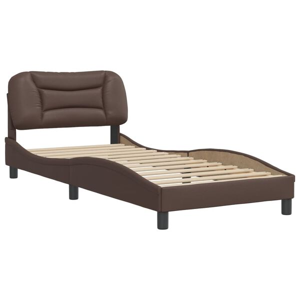 vidaXL Estrutura de cama sem colch&atilde;o Hvar couro artificial 80x200 cm castanho