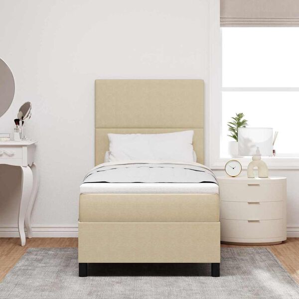 vidaXL Cama Box Manual Cinza Claro e Branco 203 x 90 x 128 cm